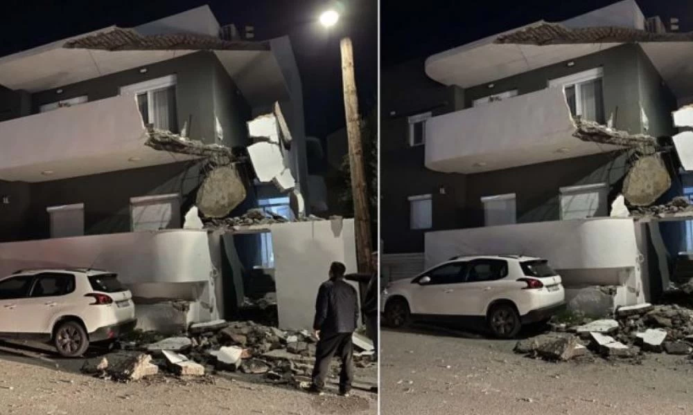 Ηράκλειο: Απίστευτες εικόνες! Μπαλκόνι κατέρρευσε μπροστά στα μάτια των περαστικών